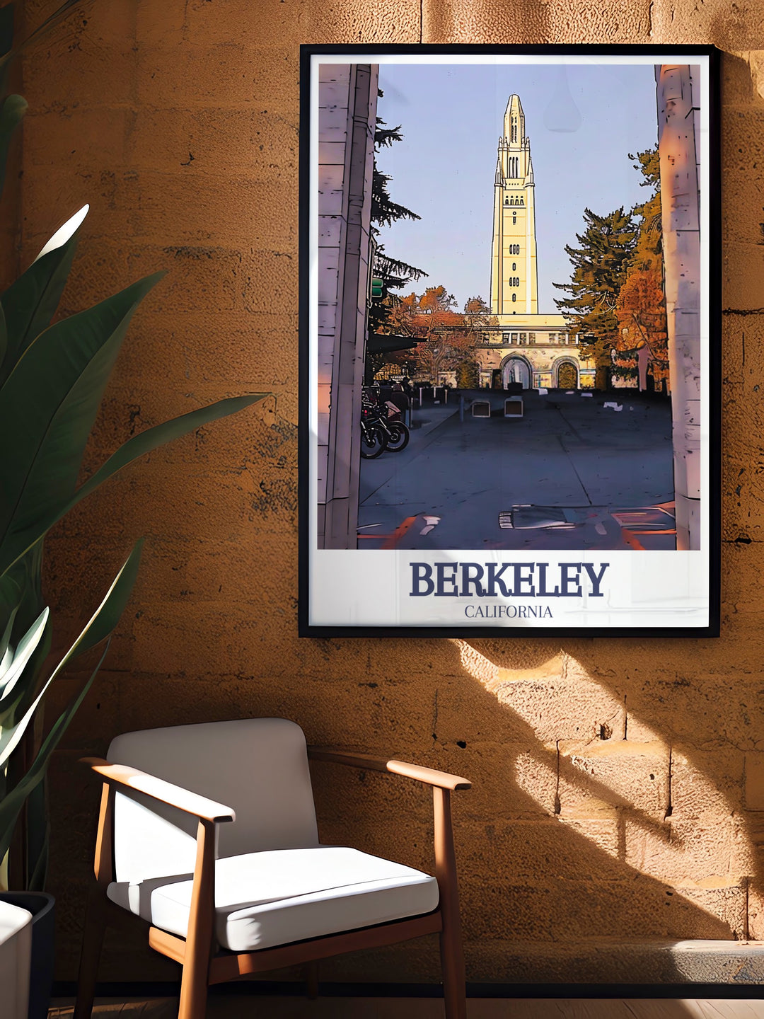 Capture the essence of Berkeleys landmarks with this vibrant travel poster. Featuring the iconic Campanile and the scenic hills of Alameda County, this print is a great way to bring a little bit of Northern California into your living space, making it ideal for wall decor or as a thoughtful gift.