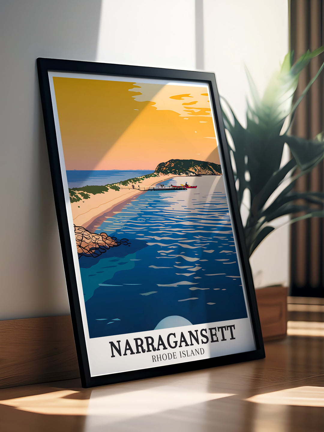 Elegant home decor inspired by Breachway Inlet Narragansett Beach includes vibrant paintings and detailed photos perfect for creating a serene and inviting atmosphere in any room of your home