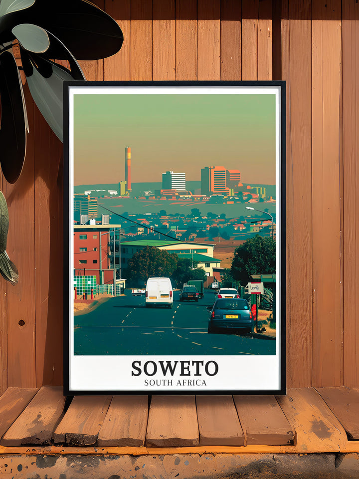 Soweto Framed Art focusing on the iconic Meadowlands neighborhood, known for its pivotal role in South Africas history, this print offers a unique perspective on the townships enduring legacy.