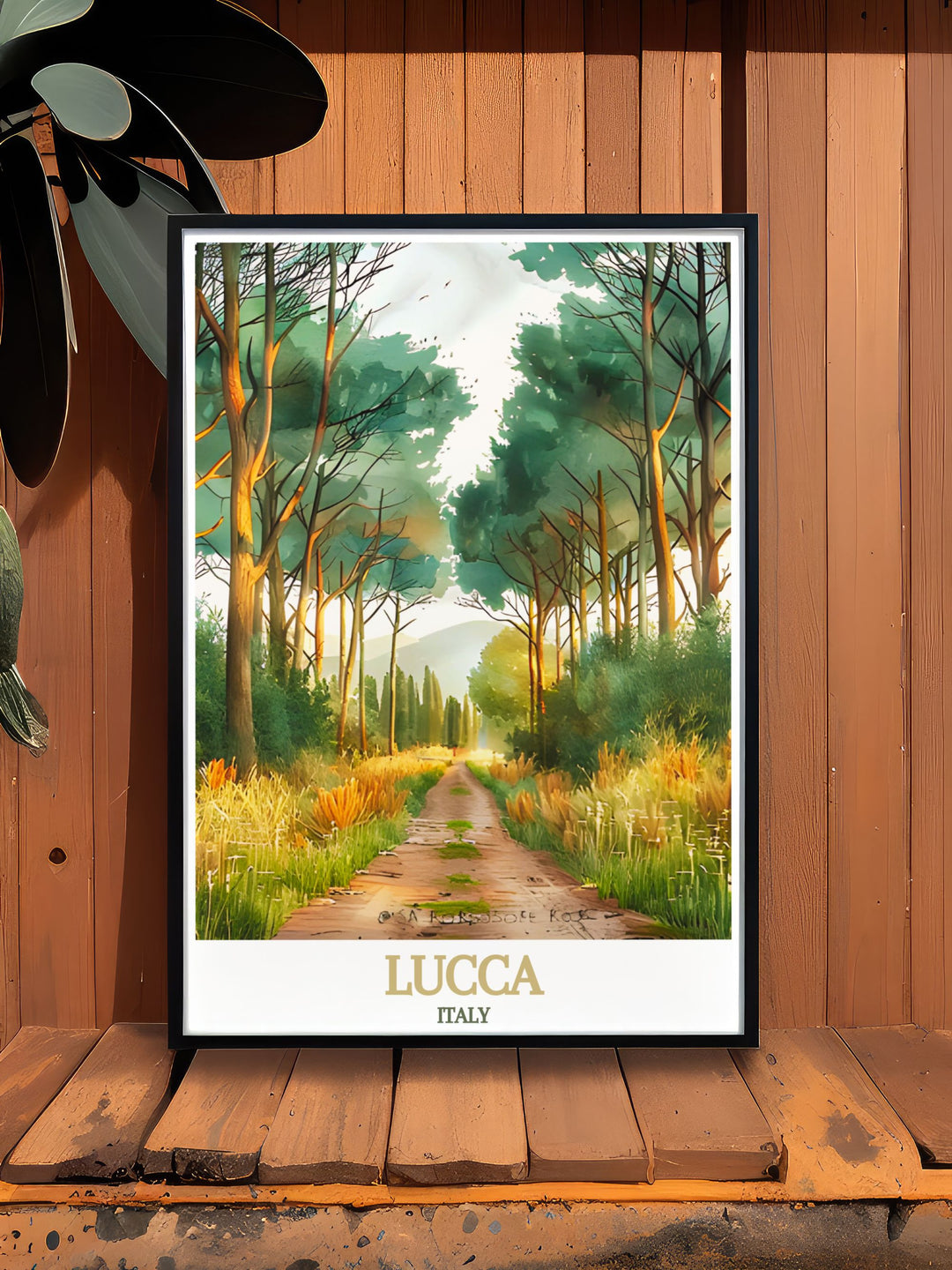 Fine Line Lucca City Print and San Rossore Park modern decor combining detailed artistry with serene landscapes creating a harmonious and elegant addition to any room