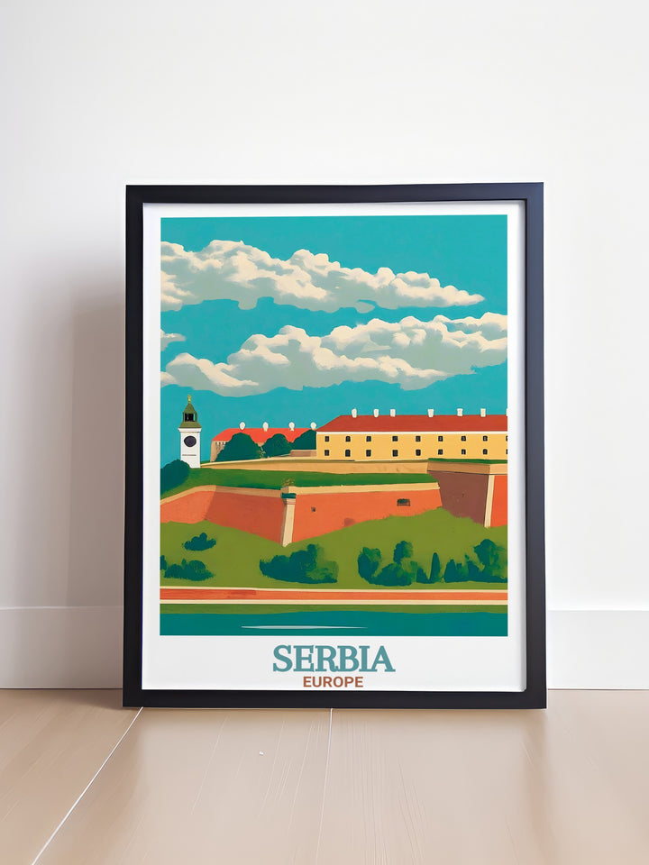 Novi Sad and Petrovaradin Fortress Artwork blending historic and modern elements with beautiful prints and photographs perfect for transforming your living space into a sophisticated environment with a touch of Serbian charm