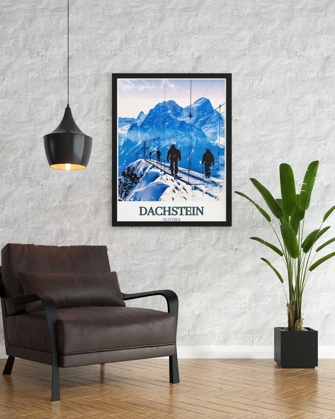 Detailed Dachstein Skywalk, Alps poster presenting the awe inspiring scenery of Dachstein Mountain making it an excellent addition to any art collection and a striking focal point for home decor.