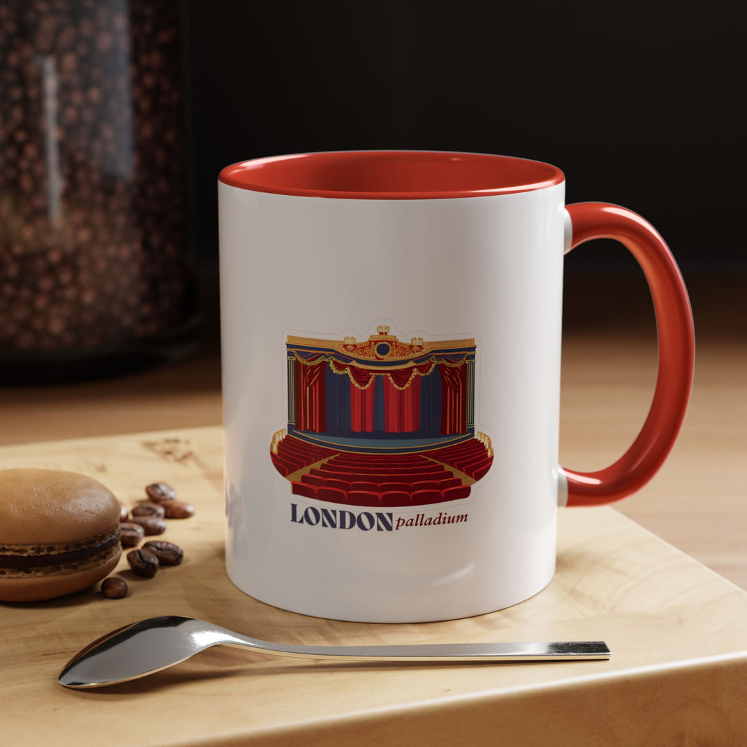 A beautifully crafted London Palladium mug featuring vibrant artwork of the iconic theater. This durable ceramic mug is microwave-safe, dishwasher-friendly, and designed for coffee or tea lovers who appreciate London’s theater heritage and cultural significance.