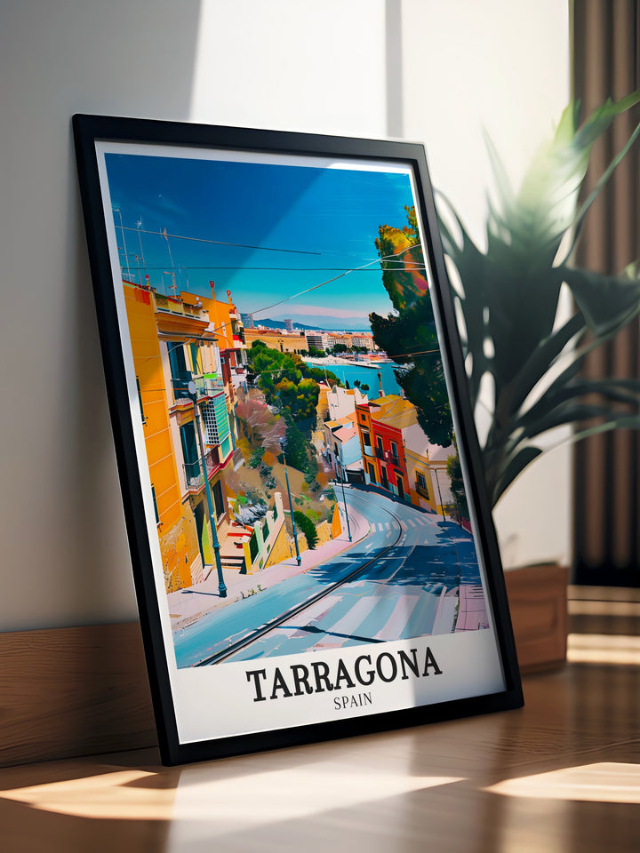 Elegant Tarragona Art Print featuring the Old Town and Costa Dorada. A beautiful addition to your Spain Wall Decor, offering a sophisticated touch of Mediterranean charm.