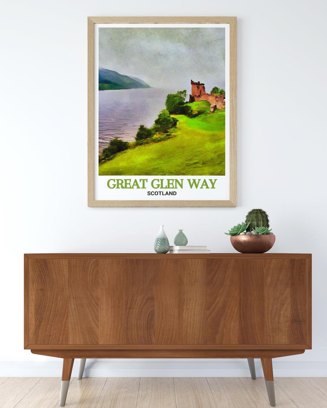 Stunning Loch Ness framed prints capturing the beauty of the Scottish Highlands featuring Great Glen Way and Fort William these artworks are ideal for nature lovers looking for National Park prints that bring Scotland travel art and hiking scenes into their living room