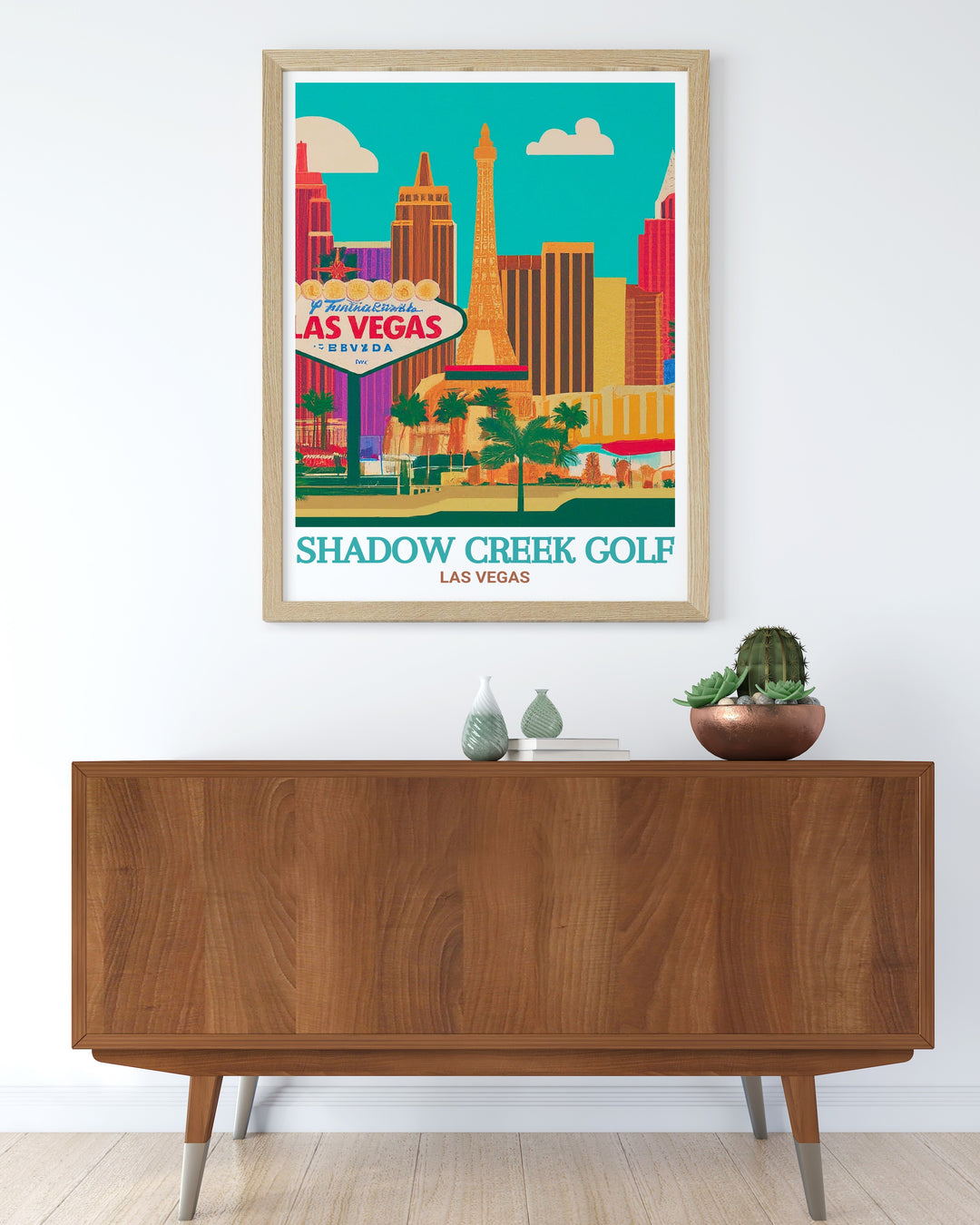 Custom Print of Shadow Creek Golf Course in Las Vegas, highlighting the courses picturesque landscapes and challenging layout. The custom artwork allows you to celebrate the beauty of one of the worlds most beloved golf courses in a way that suits your personal style. Perfect for creating a personalized and meaningful gift or enhancing your own living space with a unique piece of golf art.