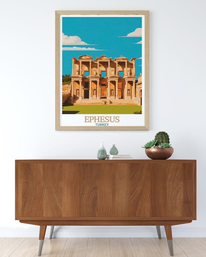 Ephesus Wall Art highlights the grandeur of the Library of Celsus, a symbol of knowledge and culture in the ancient world. This print is perfect for those with a passion for travel, history, and classical architecture.