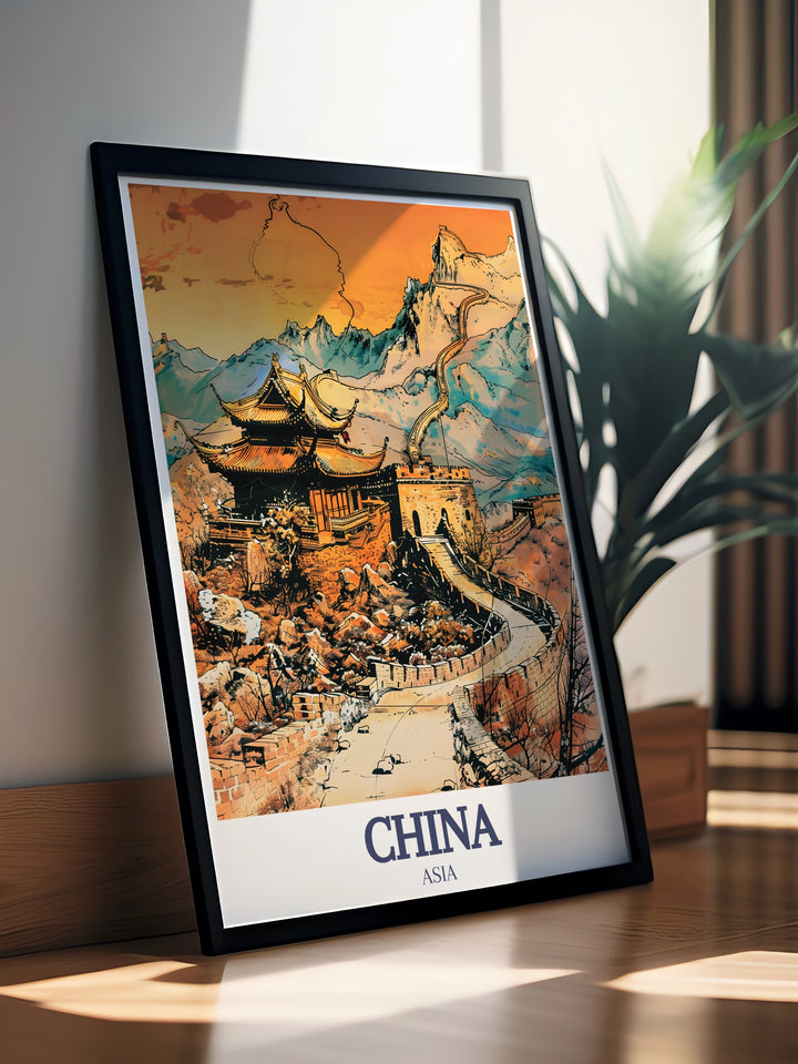 Capture the breathtaking beauty of the Great Wall of China with this vibrant travel print. Set in the peaceful Huairou District, this China canvas art showcases the walls iconic structure and the surrounding landscape. Ideal for home decor or as a thoughtful gift, this artwork will elevate any room, offering a unique connection to one of the worlds greatest landmarks.