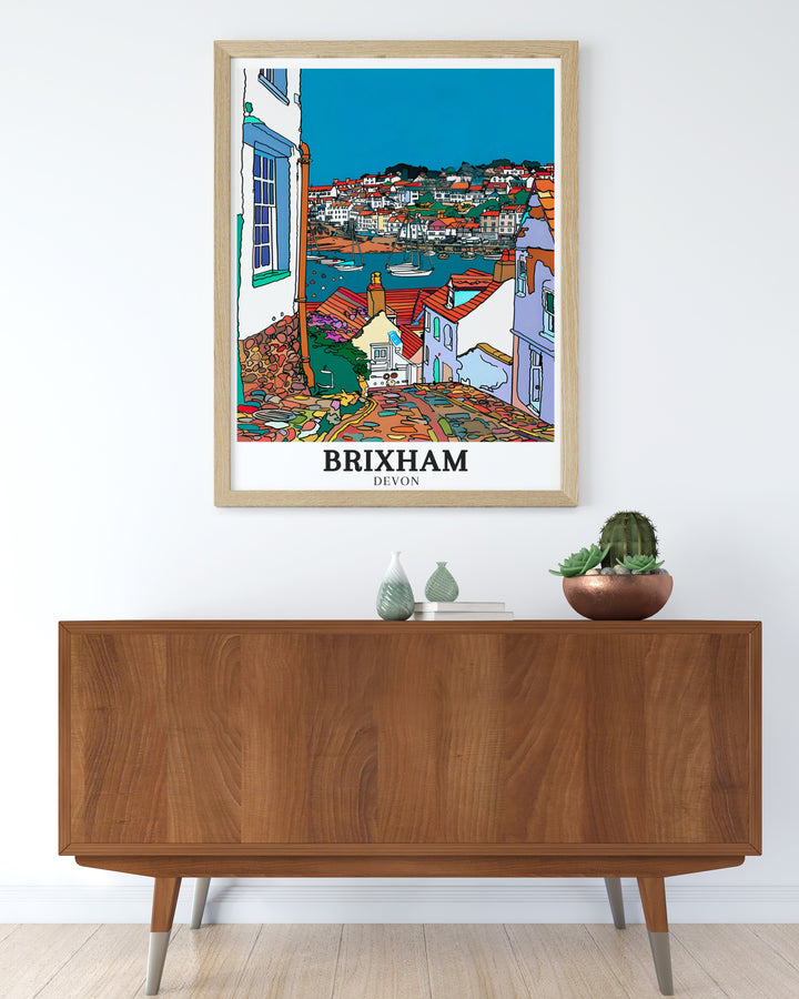 Experience the charm of Englands south coast with this Brixham Wall Art, a perfect depiction of the towns famous harbor, ideal for maritime lovers and anyone who appreciates the beauty of coastal landscapes.