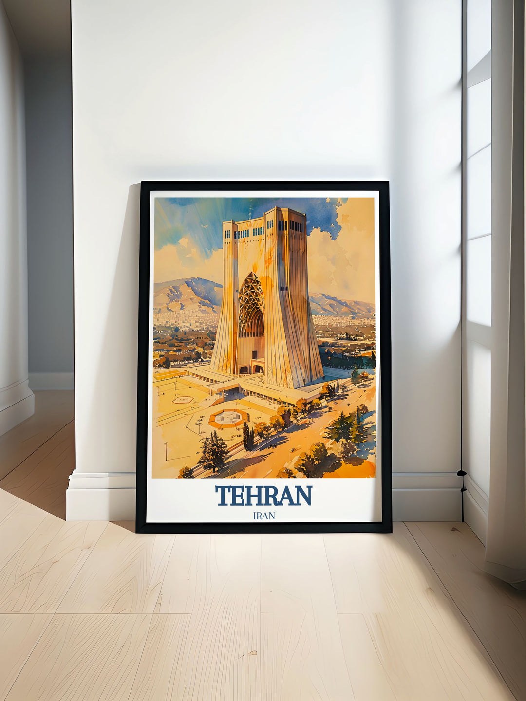 Tehran Art Print featuring the iconic Azadi Tower Azadi Square Alborz Mountain backdrop perfect for adding elegance to your living room decor and personalized gifts for any occasion