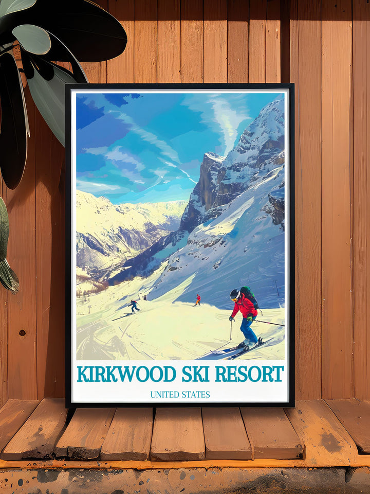 Elegant home decor print of Thunder Saddle at Kirkwood Ski Resort showcasing the stunning mountain vistas and ski slopes great for any room in your home