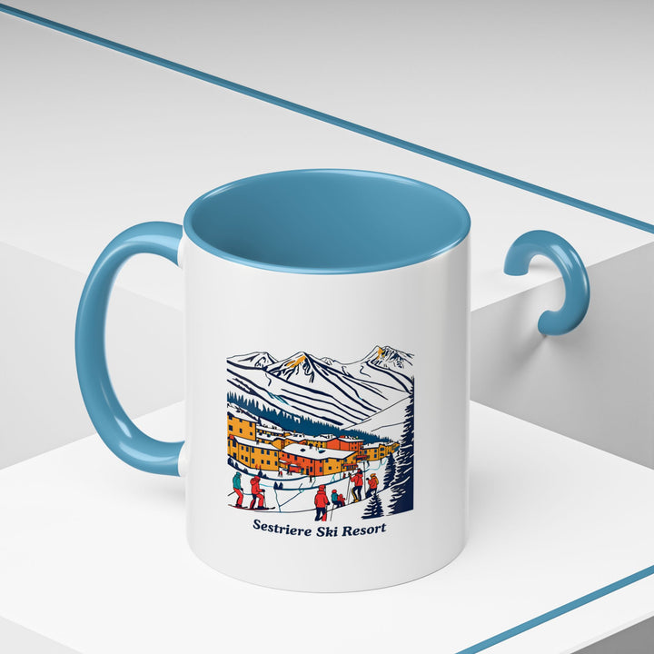 A stylish Sestriere Ski Resort Mug designed with bold and colorful artwork reflecting the magic of Sestriere’s winter charm. Made from ceramic, this dishwasher-safe mug is ideal for coffee lovers and collectors.