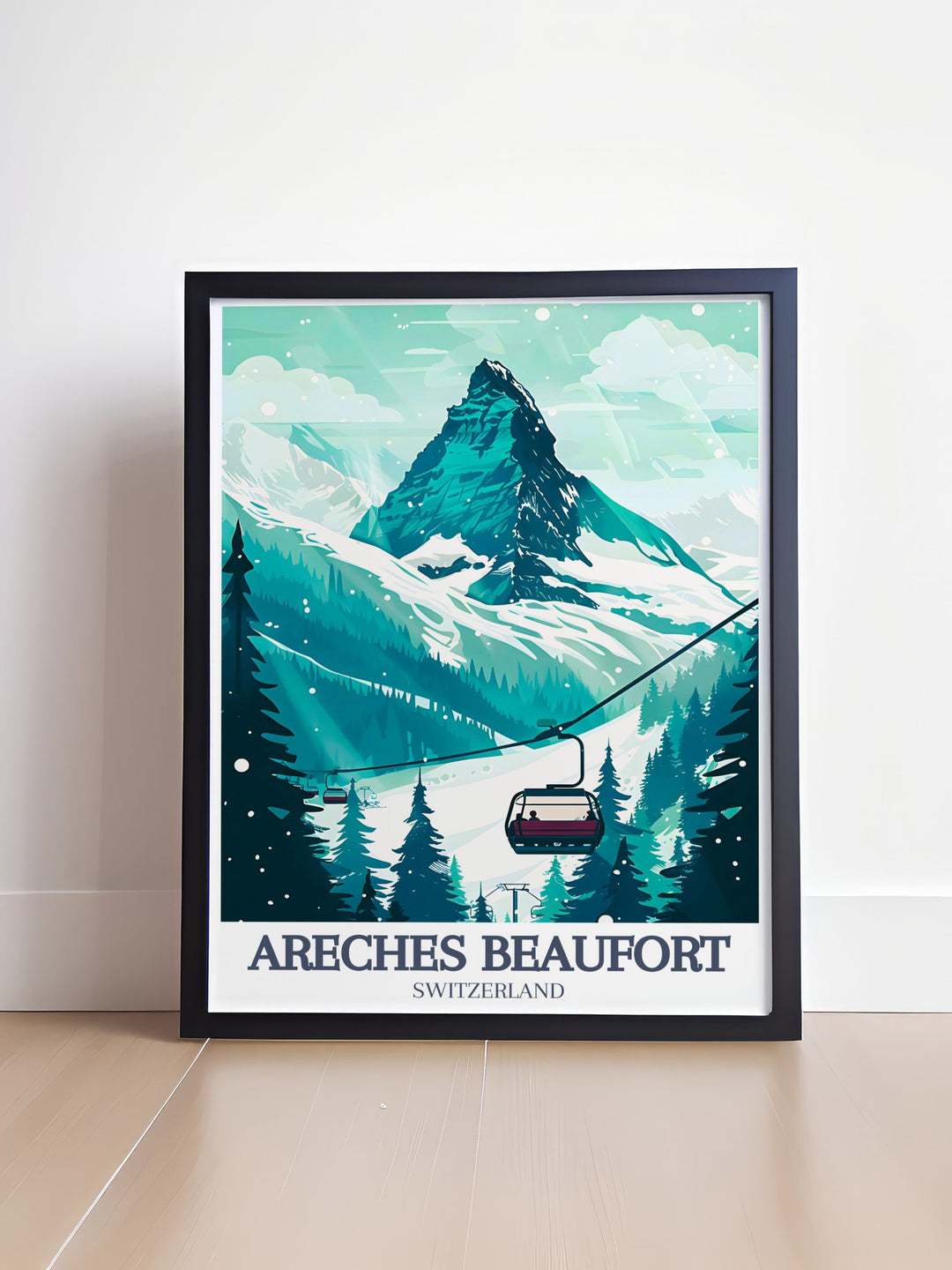 Stunning Ski Resort Poster highlighting Pierra Menta Cuvy Chairlift and Areches Beaufort is a must have for any fan of the French Alps Ideal for ski enthusiasts looking for vintage skiing art this wall print adds charm and adventure to your home decor