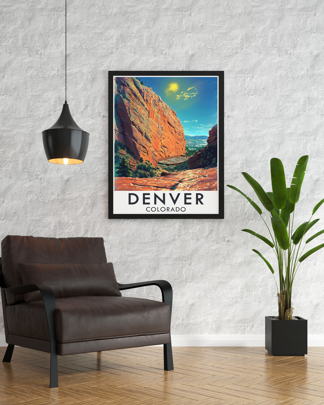 Featuring the Red Rocks Amphitheatre, this poster showcases the stunning natural acoustics and iconic rock formations, ideal for music lovers and travel enthusiasts alike.