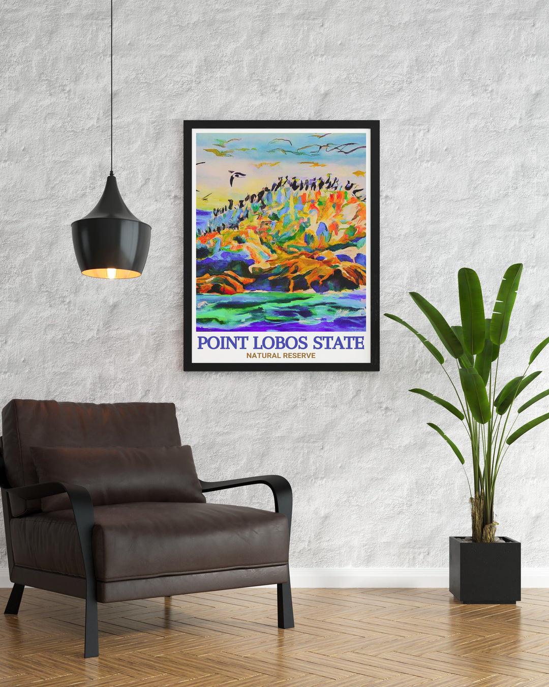 Custom print of Bird Island, showcasing the stunning coastal views and the rich birdlife of this beloved California landmark. This artwork is ideal for anyone looking to bring a piece of Californias natural beauty into their living space.