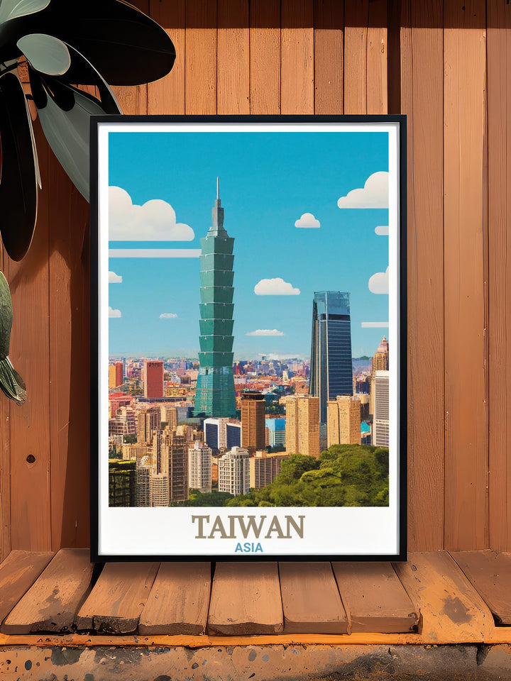 Vibrant Taipei posters featuring dynamic cityscapes and cultural landmarks perfect for anyone who loves the bustling city life and modern home decor with striking designs and bold colors.