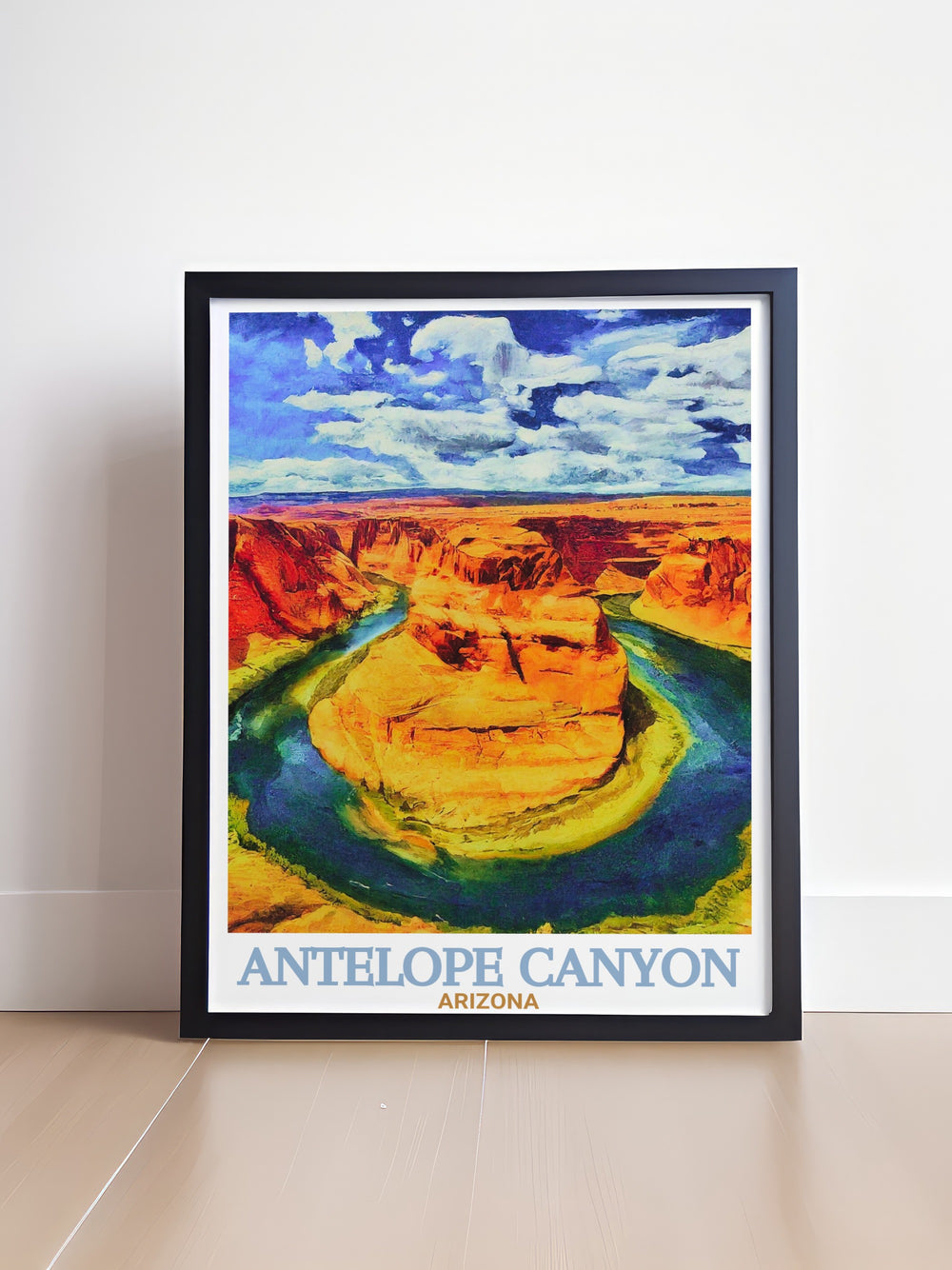 Beautiful Horseshoe Bend artwork featuring the dramatic views and vibrant colors of this iconic Arizona landmark ideal for those who appreciate breathtaking landscapes and want to add a touch of nature to their living space.