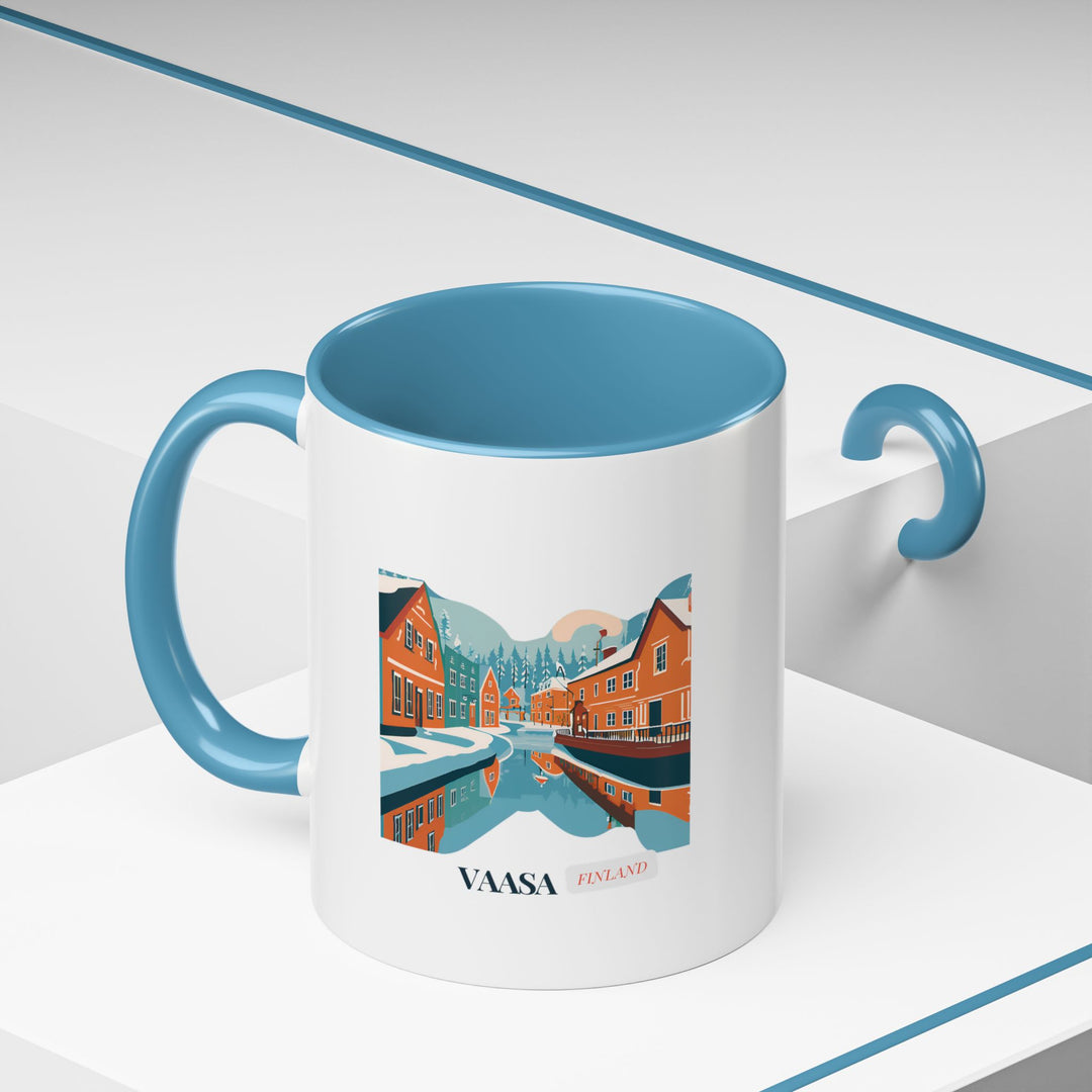 This Vaasa Finland mug highlights the citys beauty with intricate artwork of famous landmarks and scenic views. Durable and dishwasher-safe, it is a perfect gift or personal keepsake for those who appreciate Finnish charm and artistic design inspired by Vaasa.