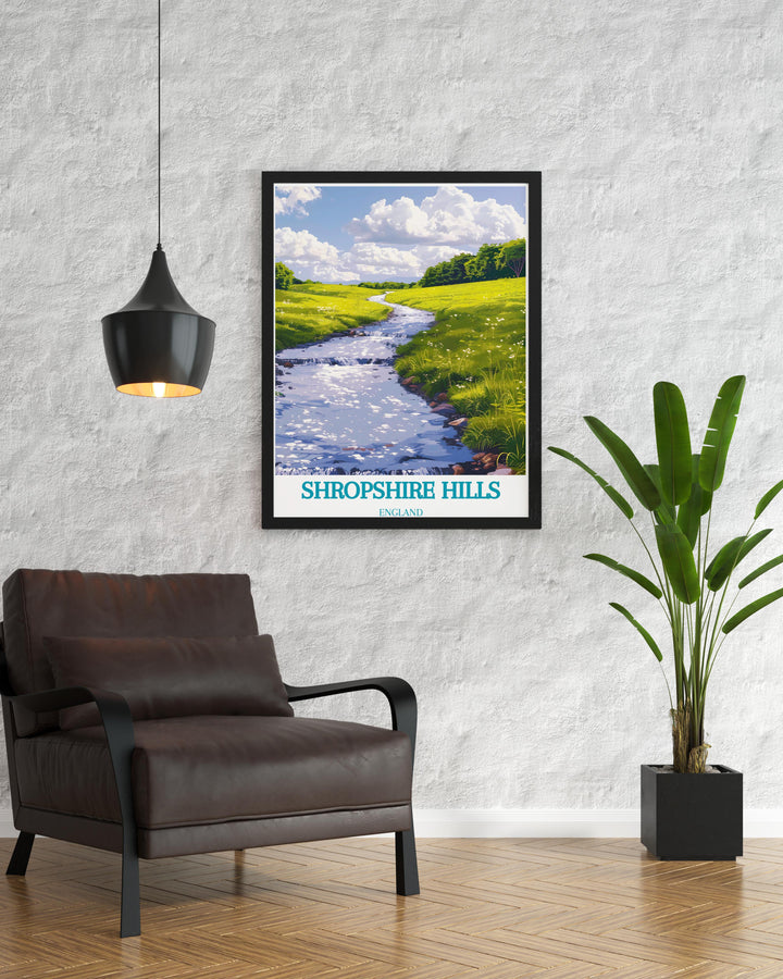 Carding Mill Valley Modern Prints featuring the Shropshire Hills AONB are ideal for any home or office decor combining modern aesthetics with the classic beauty of Shrewsbury and its surrounding landscapes for a truly stunning visual experience.