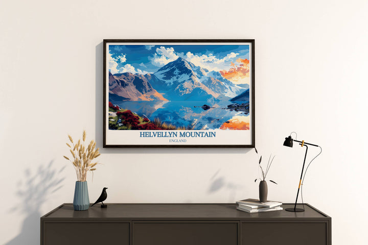 Red Tarn poster showcasing the serene beauty of the Lake District perfect for adding a touch of nature to your home decor a must have for hiking enthusiasts and nature lovers a timeless tribute to the picturesque landscapes of Red Tarn and Helvellyn Mountain