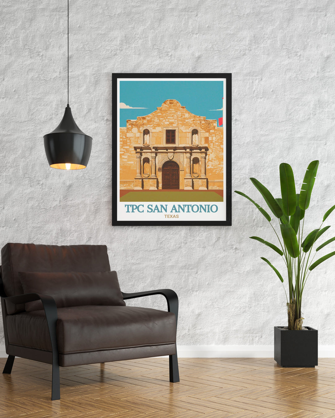 Golf Travel Art featuring TPC San Antonio captures the essence of the sport and pairs perfectly with The Alamo Modern Decor offering a unique blend of golf passion and historical significance for your living room or office space