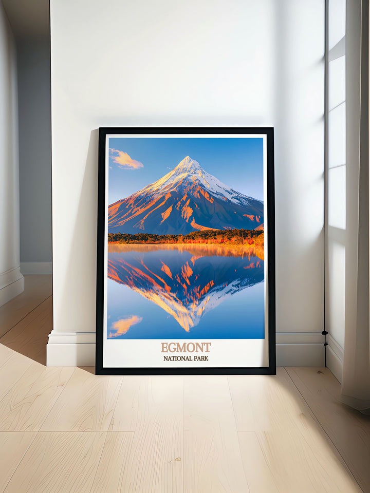 Modern wall decor featuring the scenic beauty of Egmont National Park, capturing the dramatic landscapes and lush forests.