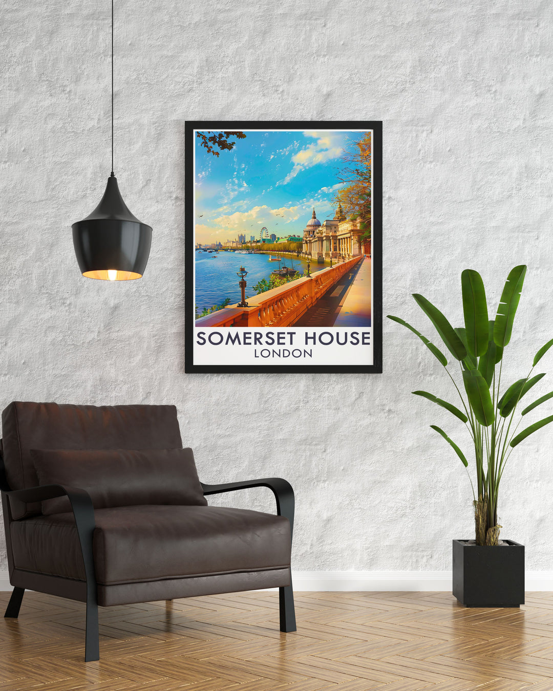 Stunning London Illustration showcasing Somerset House Print and London architecture The river terrace Elegant Home Decor perfect for any room