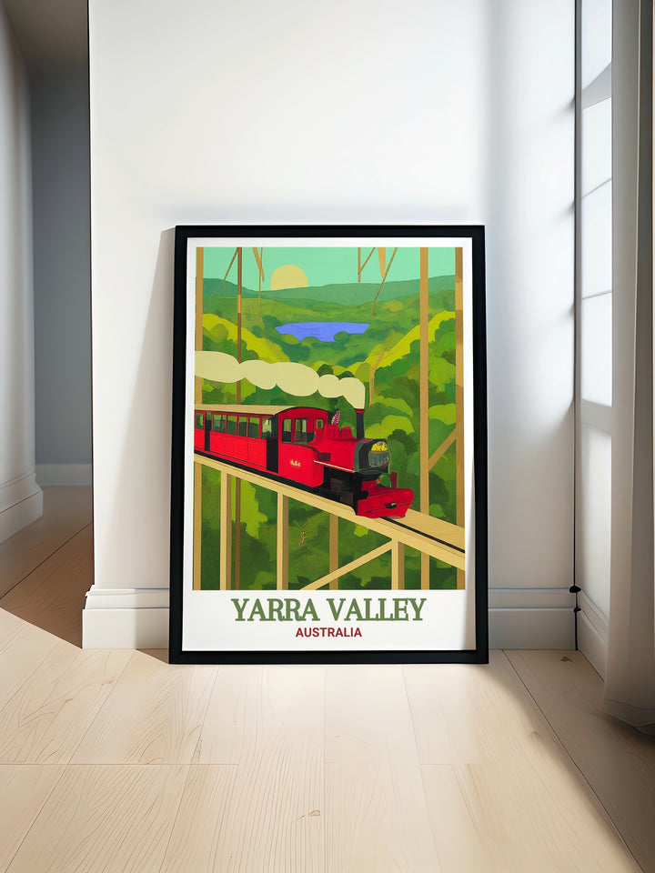 A framed art print of Yarra Valley, highlighting its lush vineyards and serene atmosphere. This travel print is perfect for creating a connection to the beautiful landscapes of Australia in your living room or office.