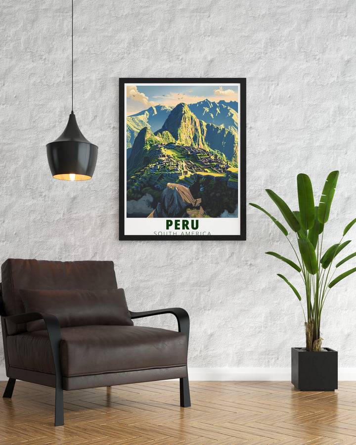 Peru poster print featuring Colca Canyon and the beauty of Lima. This travel print offers a stunning view of one of the worlds deepest canyons and Perus vibrant capital city. The design brings a perfect balance of nature and urban life, making it a versatile art piece for travel lovers and collectors.