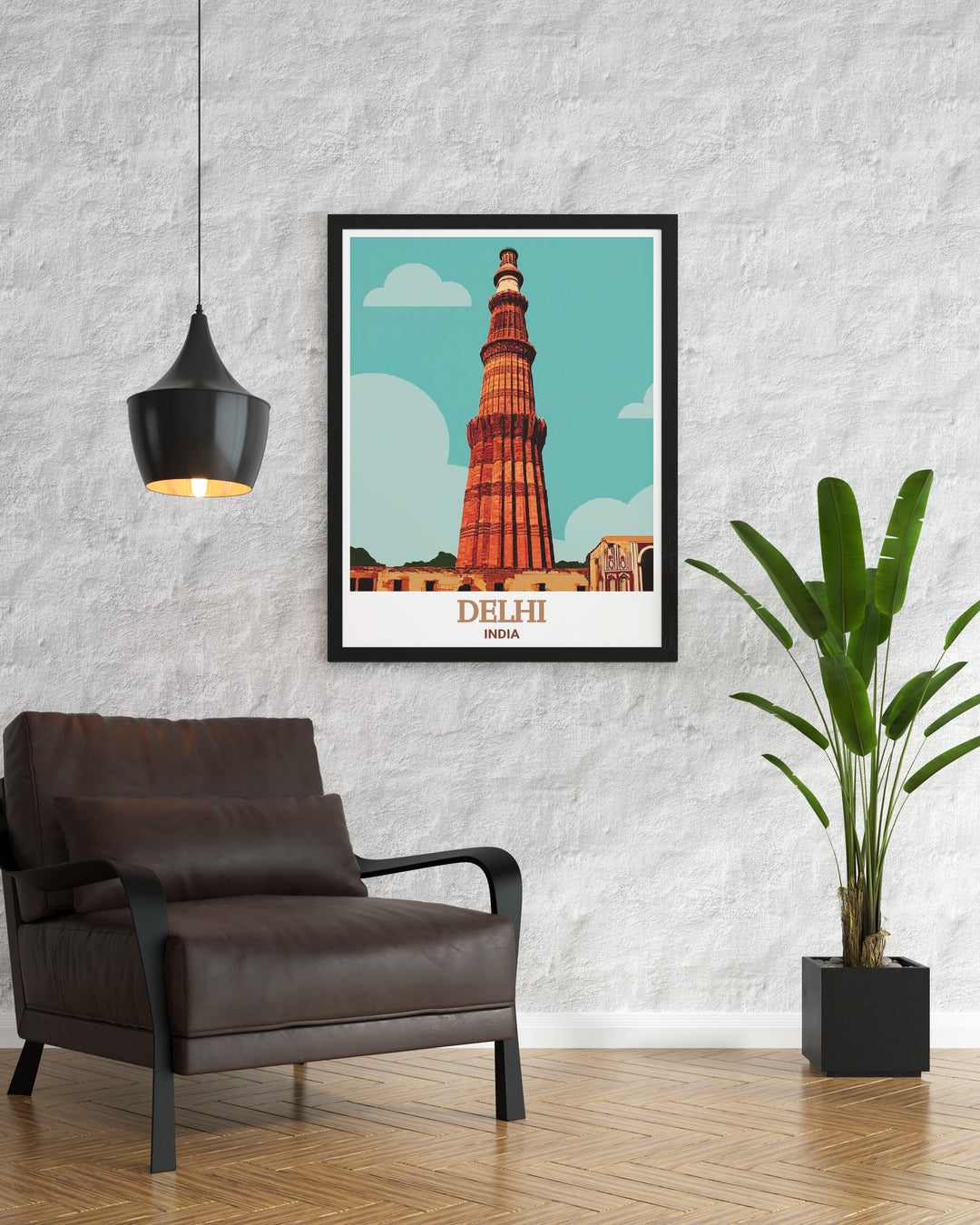 Transform your living space with this stunning Delhi print showcasing Qutub Minar ideal for adding a touch of India to your home or office