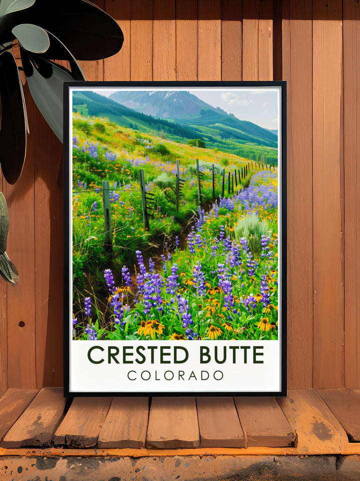Perfect for nature lovers this Wildflower Festival vintage print from Crested Butte captures the timeless beauty of the festivals vibrant wildflowers and majestic mountain views making it a cherished addition to any home.