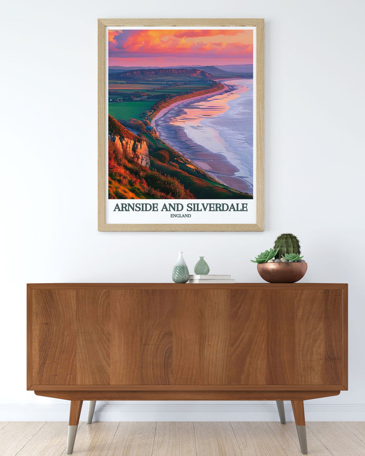 AONB artwork featuring Morecambe Bay Silverdale and Arnside showcasing the natural beauty and peacefulness of these regions perfect for creating a calming atmosphere at home