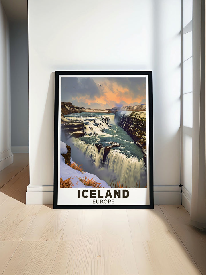 Canvas art featuring the geothermal activity of Iceland, with geysers and hot springs creating a stunning natural landscape. This artwork celebrates Icelands unique geothermal features, ideal for nature enthusiasts.