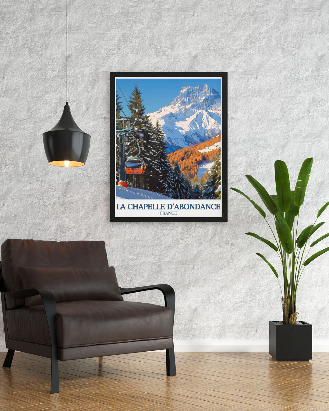 Elegant Ski Gondola Print featuring Dents du midi and Val d Abondance this framed print adds a sophisticated touch to any decor while celebrating the beauty of La Chapelle France