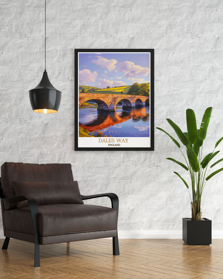 Custom print featuring unique perspectives of Yorkshires historic landmarks, including Burnsall Bridge and the surrounding countryside.