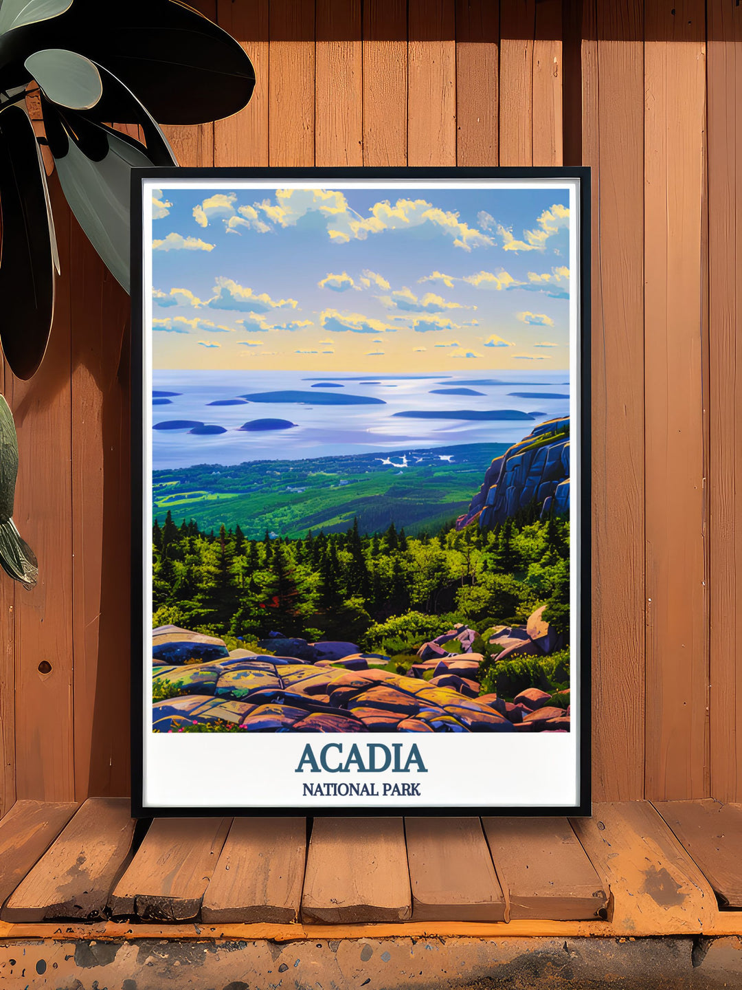 Cadillac Mountain poster from Acadia National Park ideal for nature enthusiasts and art collectors who love vintage prints and classic travel posters a perfect piece of art for enhancing home decor and celebrating the great outdoors.