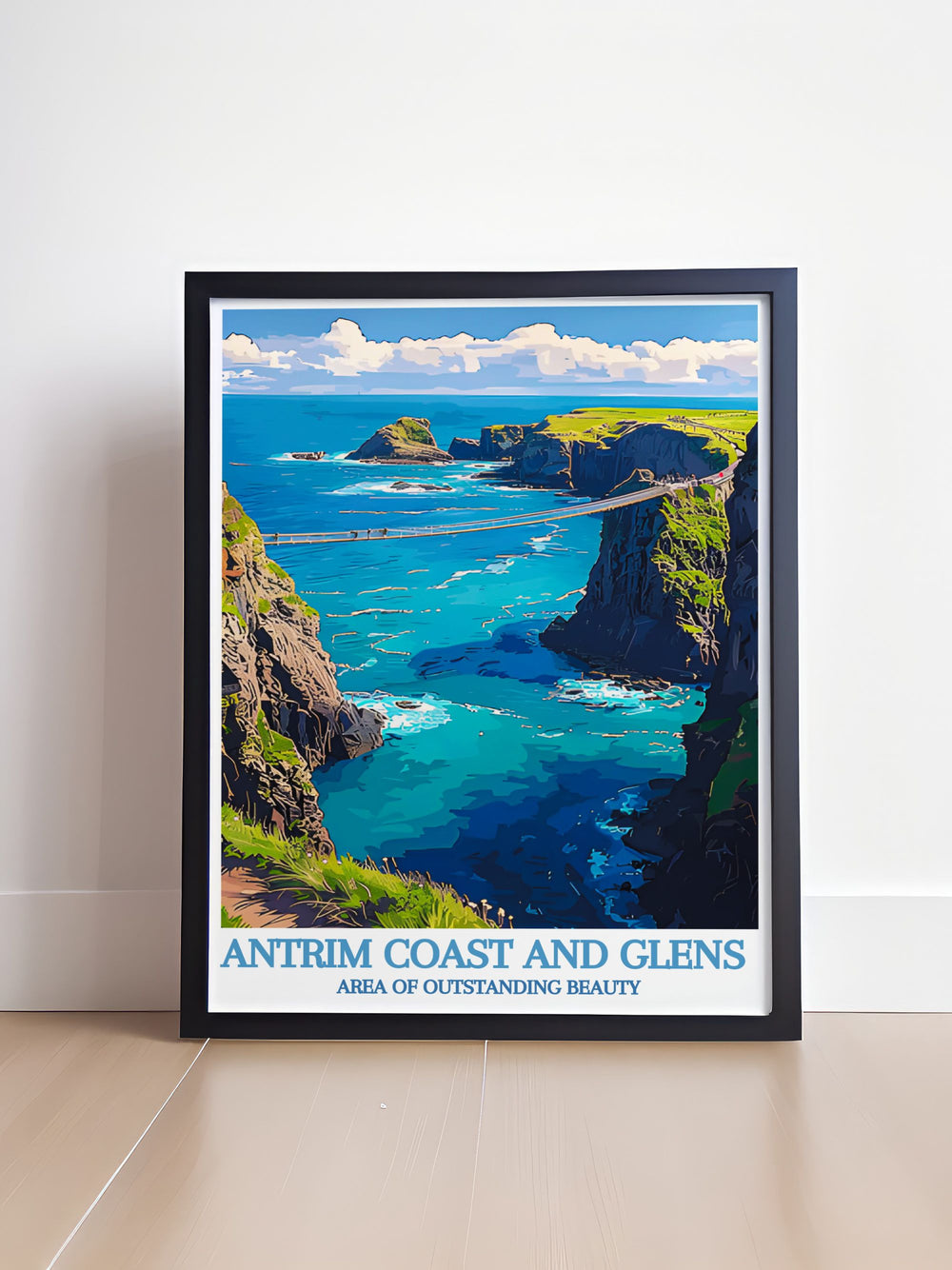 Home decor featuring the Carrick a Rede Rope Bridge, capturing the adventurous spirit and scenic beauty of this famous Irish landmark.