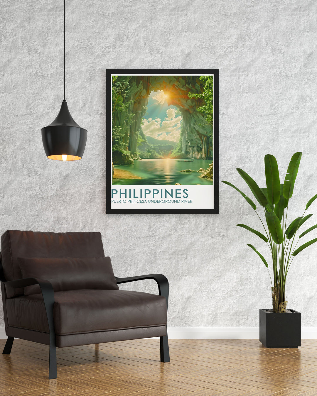 Puerto Princesa Underground River Poster offering a captivating view of this natural wonder in the Philippines an ideal choice for modern living room decor and sophisticated office art perfect for travelers and nature enthusiasts