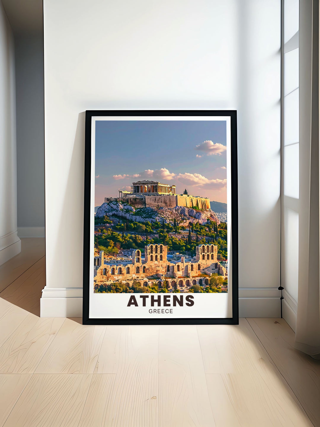 Athens Wall Art featuring the Acropolis of Athens with the Partheon showcasing the beauty of ancient Greek architecture in vibrant colors ideal for home decor and traveler gifts perfect for adding historical elegance to any space