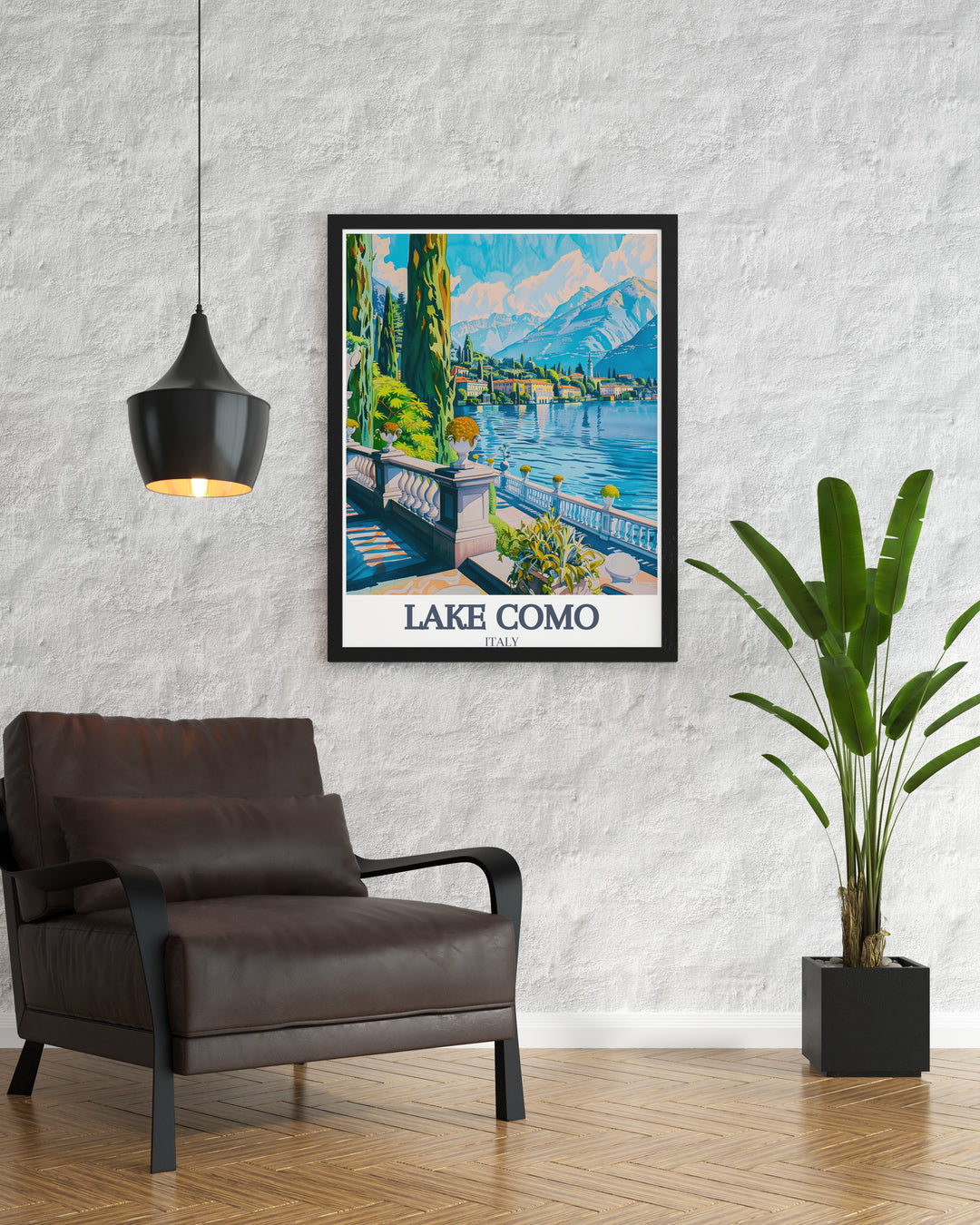 Villa Carlotta and Lombard Pre Alps are beautifully captured in this Lake Como Art Print ideal for modern decor and creating a calming atmosphere in any room a perfect gift for travelers or Italy lovers