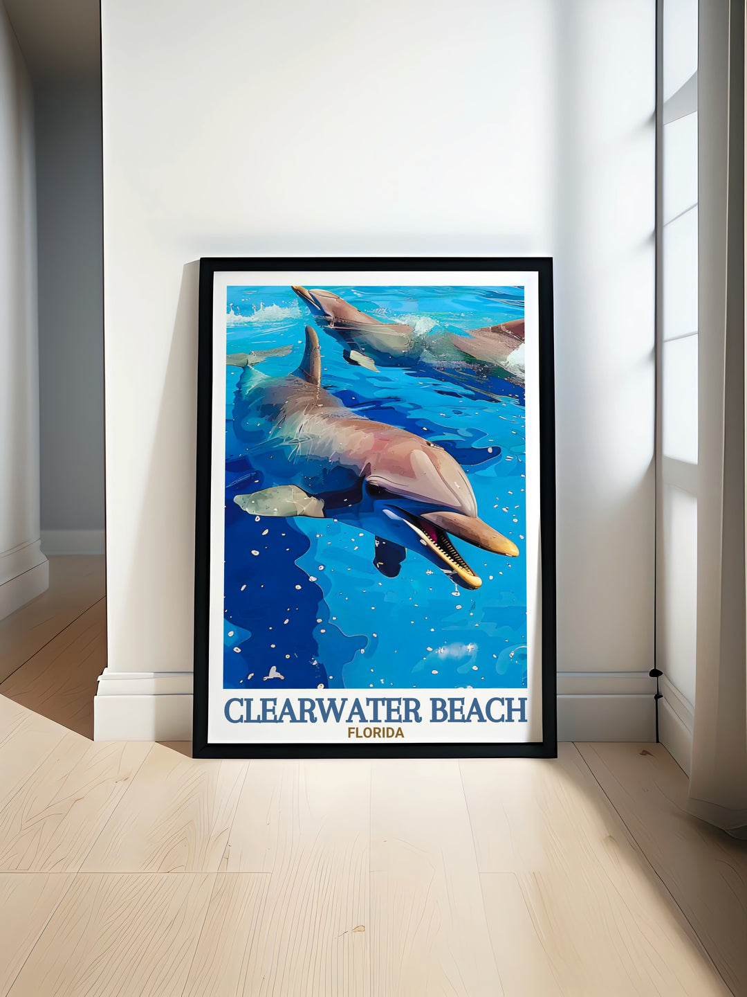 Clearwater Marine Aquarium art print featuring vibrant marine life and ocean views. Ideal for adding a touch of Florida artwork to your home decor. This piece offers a perfect blend of elegance and modern style for any room in your home.