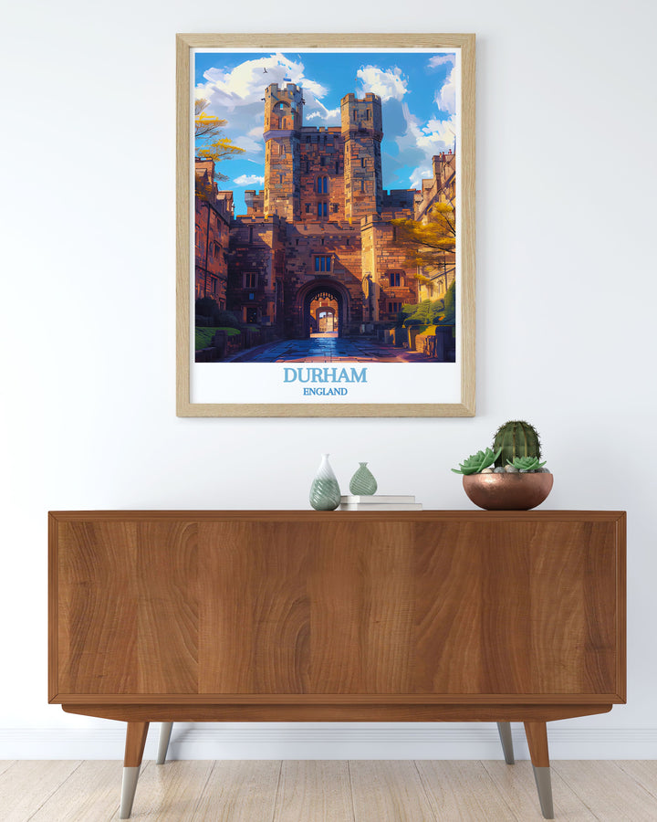 This art print of Durham Castle showcases the majestic fortress and its stunning surroundings, making it a standout piece for any decor.