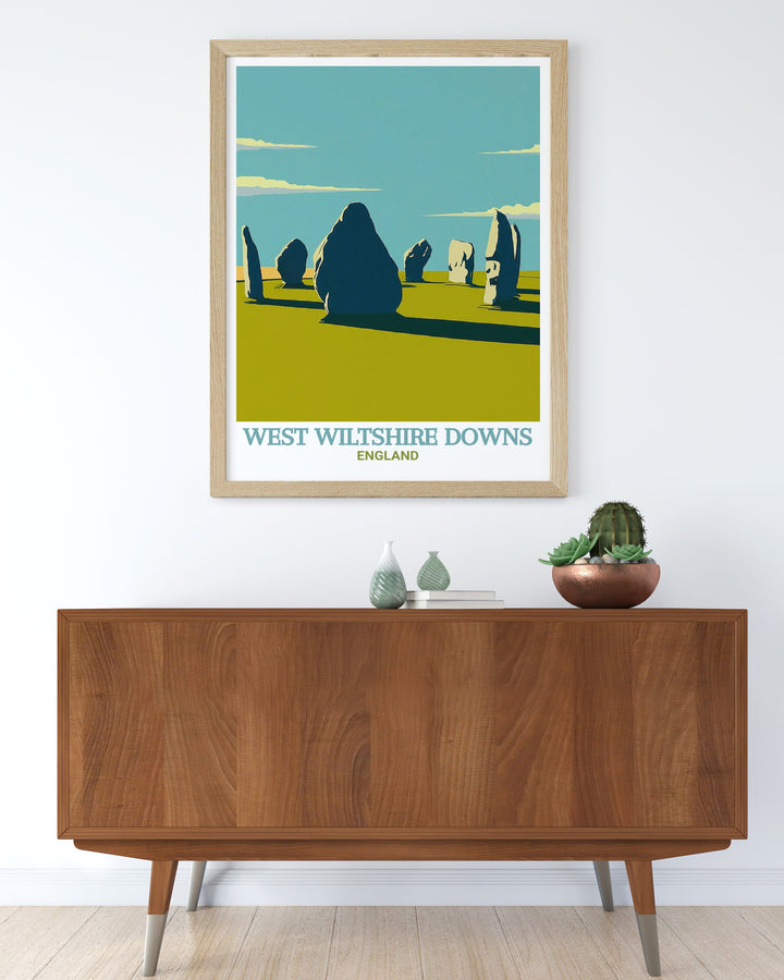 Cranborne Chase travel poster showcasing the undulating hills and ancient woodlands that make up this AONB. This canvas art is ideal for those who love exploring Englands natural beauty and want to bring a piece of it into their home.