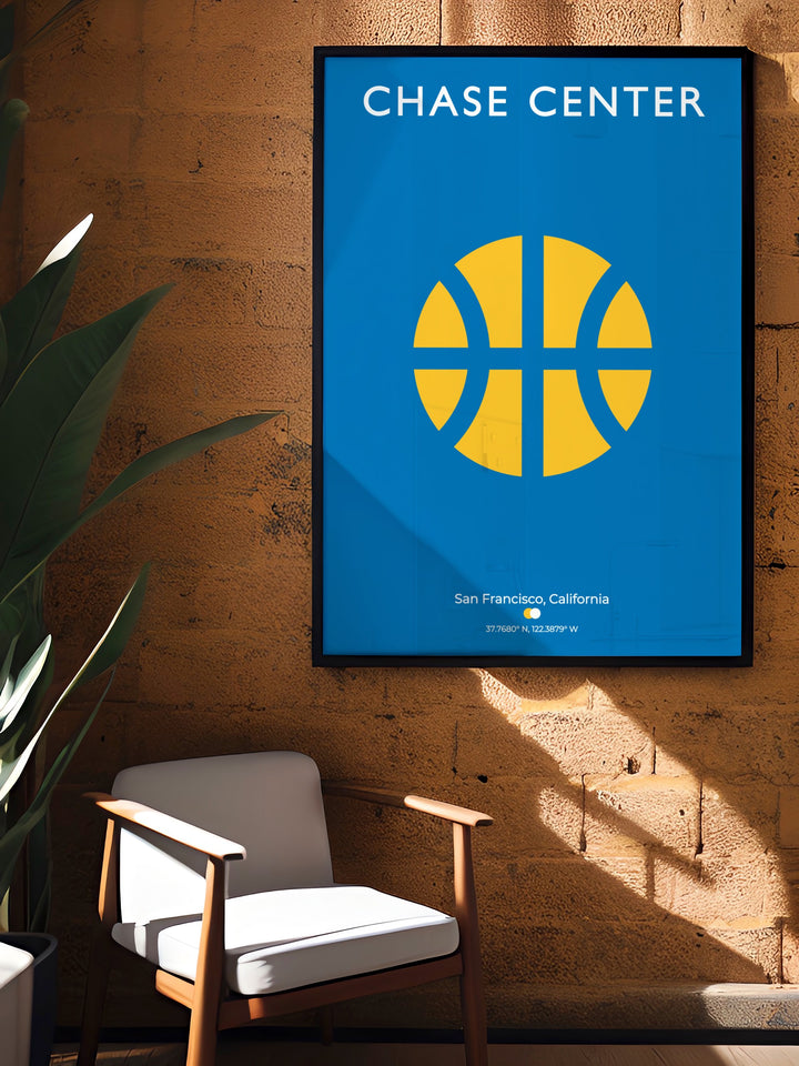 Vintage Chase Center Poster bringing the spirit of Golden State Warriors games into your home perfect for decorating a fan cave or living room a unique art print that celebrates Californias sports culture and makes an ideal gift for boys or dads.