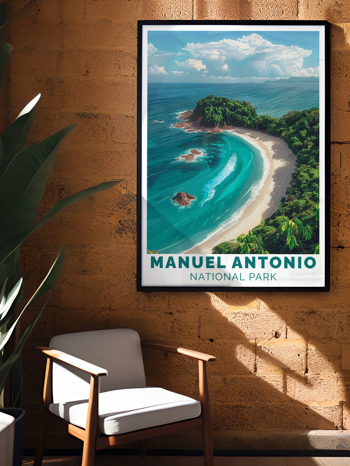 Costa Rica poster featuring Cathedral Point and Manuel Antonio Park perfect for those who appreciate natural beauty and vibrant colors this artwork adds elegance and tranquility to any space making it an ideal Costa Rica travel gift for loved ones