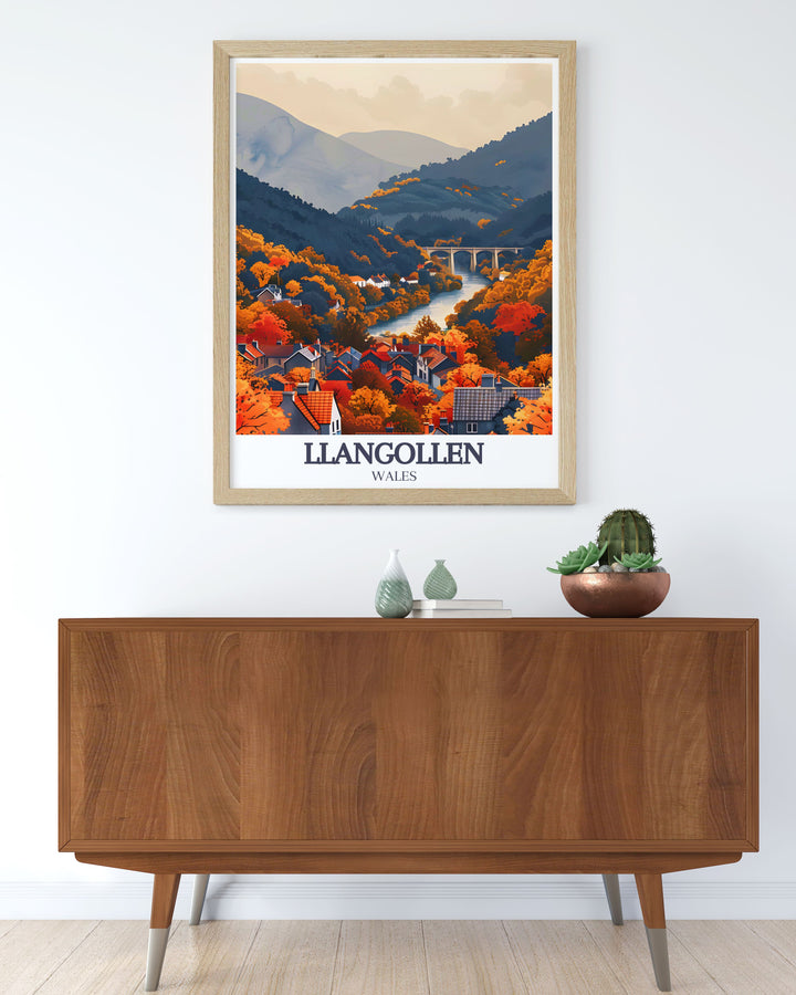 Enhance your walls with this elegant art print of River Dee and Pontcysyllte Aqueduct, perfect for UK art enthusiasts.
