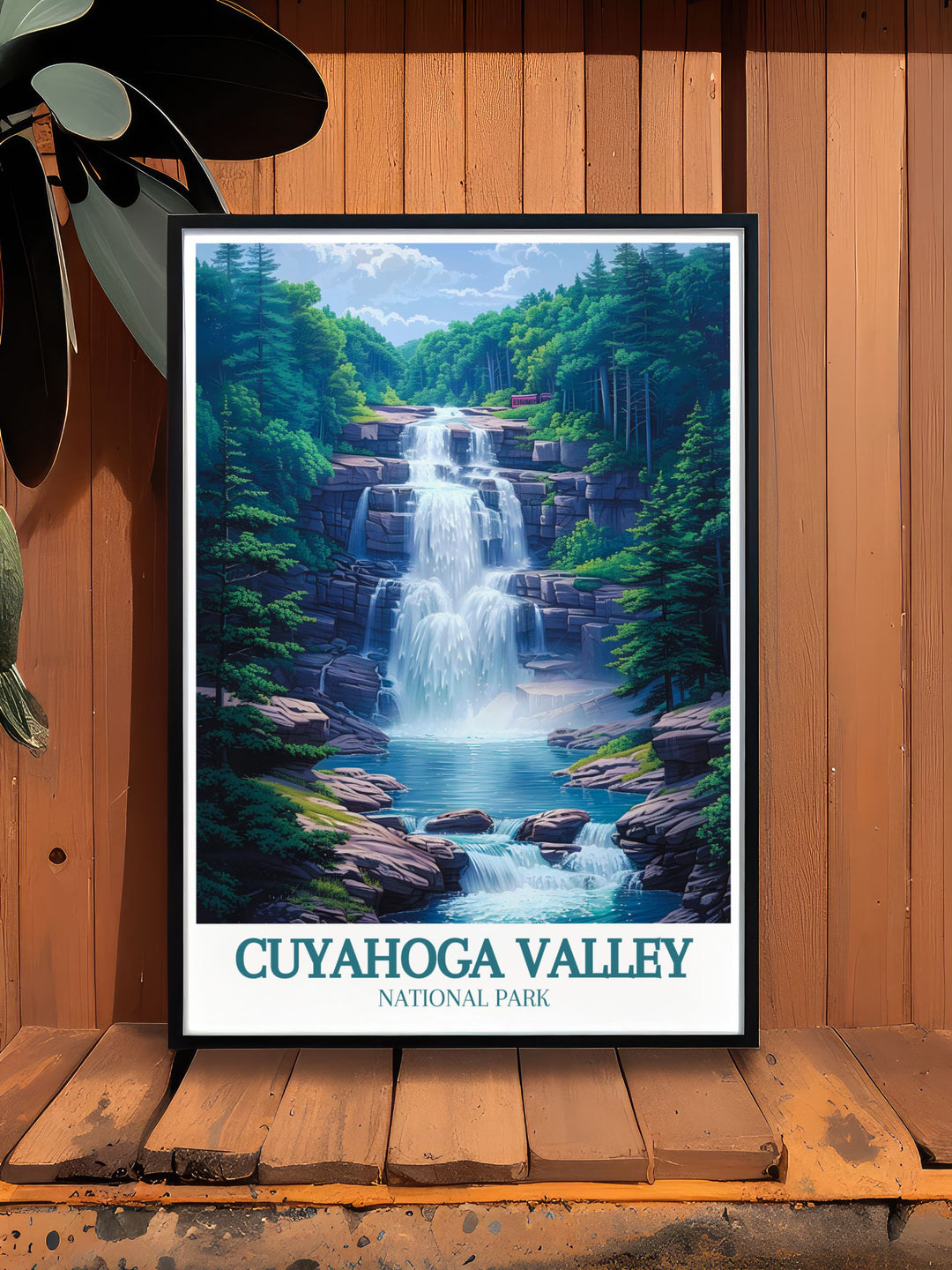 Beautiful art print of the Cuyahoga River, showcasing its serene waters and surrounding greenery, perfect for nature enthusiasts and scenic wall art.