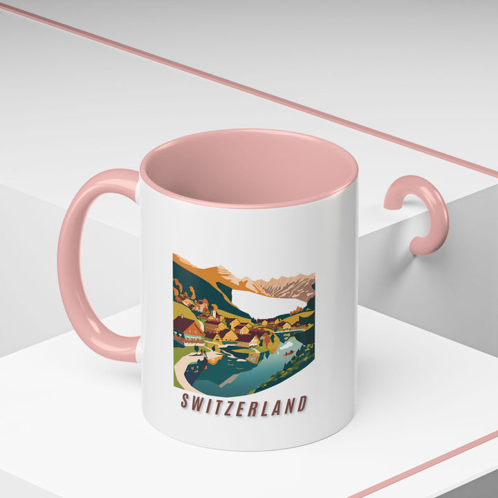 A premium Switzerland mug displaying the countrys scenic landscapes in vibrant detail. Made from durable ceramic, dishwasher and microwave safe, combining practicality with artistic expression for everyday enjoyment or special occasions, celebrating Switzerland mugs unique spirit.