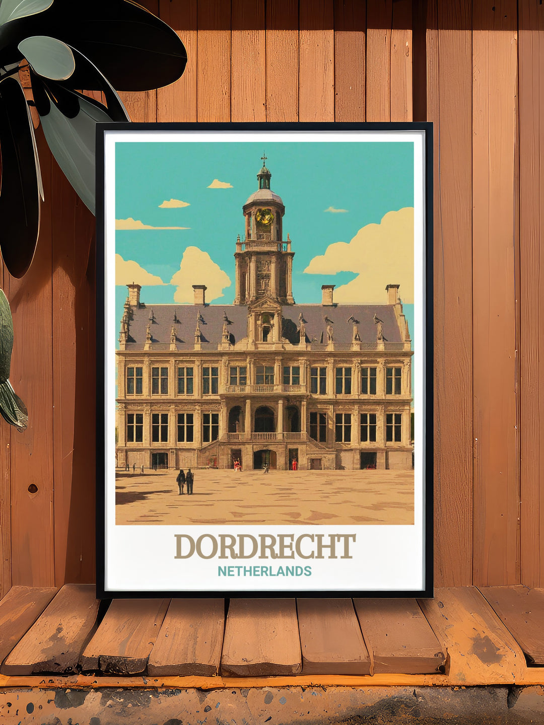 This Dordrecht art print captures the elegance and historical significance of the City Hall, making it a perfect addition to any collection of Netherlands wall art. The artwork offers a detailed view of the buildings grand facade, perfect for adding a touch of history to your space.