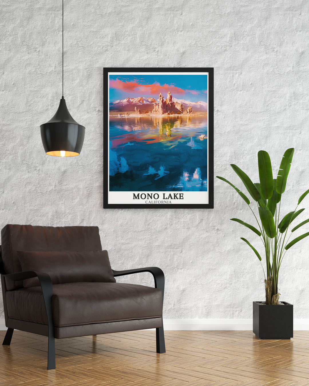 Beautiful Mono Lake Print featuring the Sierra Nevada Mountains and Mono County. This stunning California artwork brings the tranquil beauty of Mono Lake into your home decor and makes a perfect gift for those who love California travel.